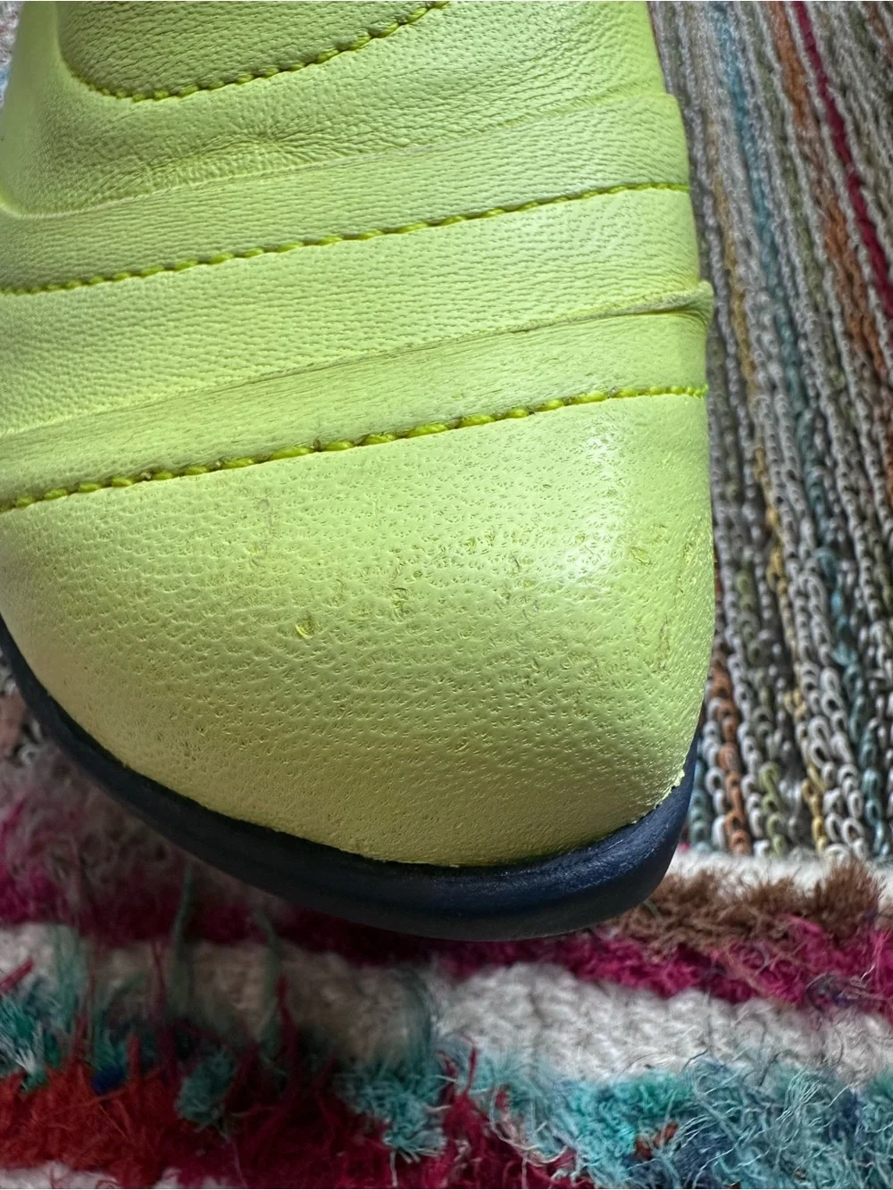 Fluevog EXCELLENT Mellow Bossa Nova neon yellow platform T-strap heel-7 (fit 6.5